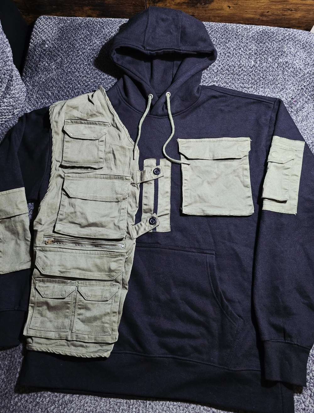 BXCLIVE Copper Rivet Tactical Hoodie Combo Men’s 2XL Black Utility Streetwear - Picture 7 of 9